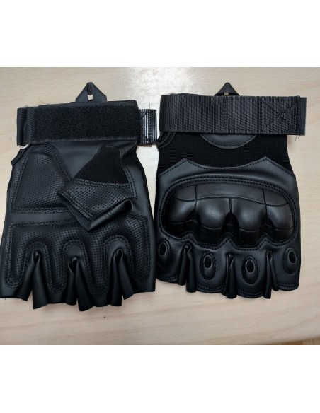 GUANTES MOTO TELA/CUERO NUDILLOS SIN DEDOS